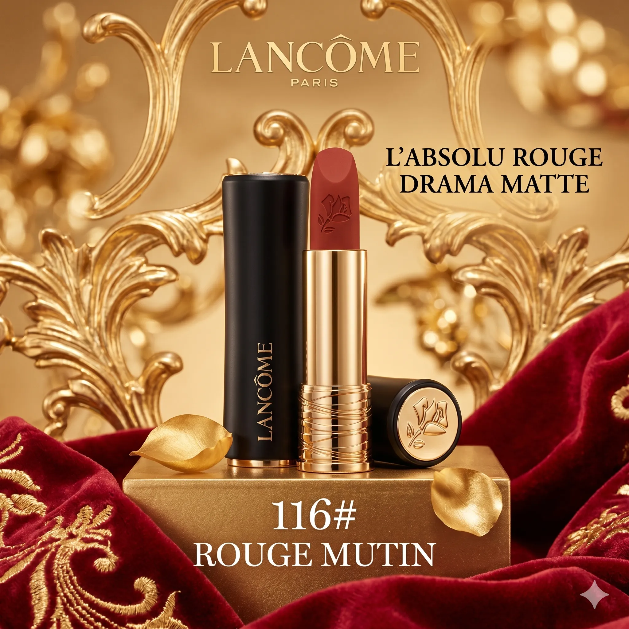 LANCOME 蘭蔻 黑管小蠻腰絲絨啞光版116#Rouge Mutin