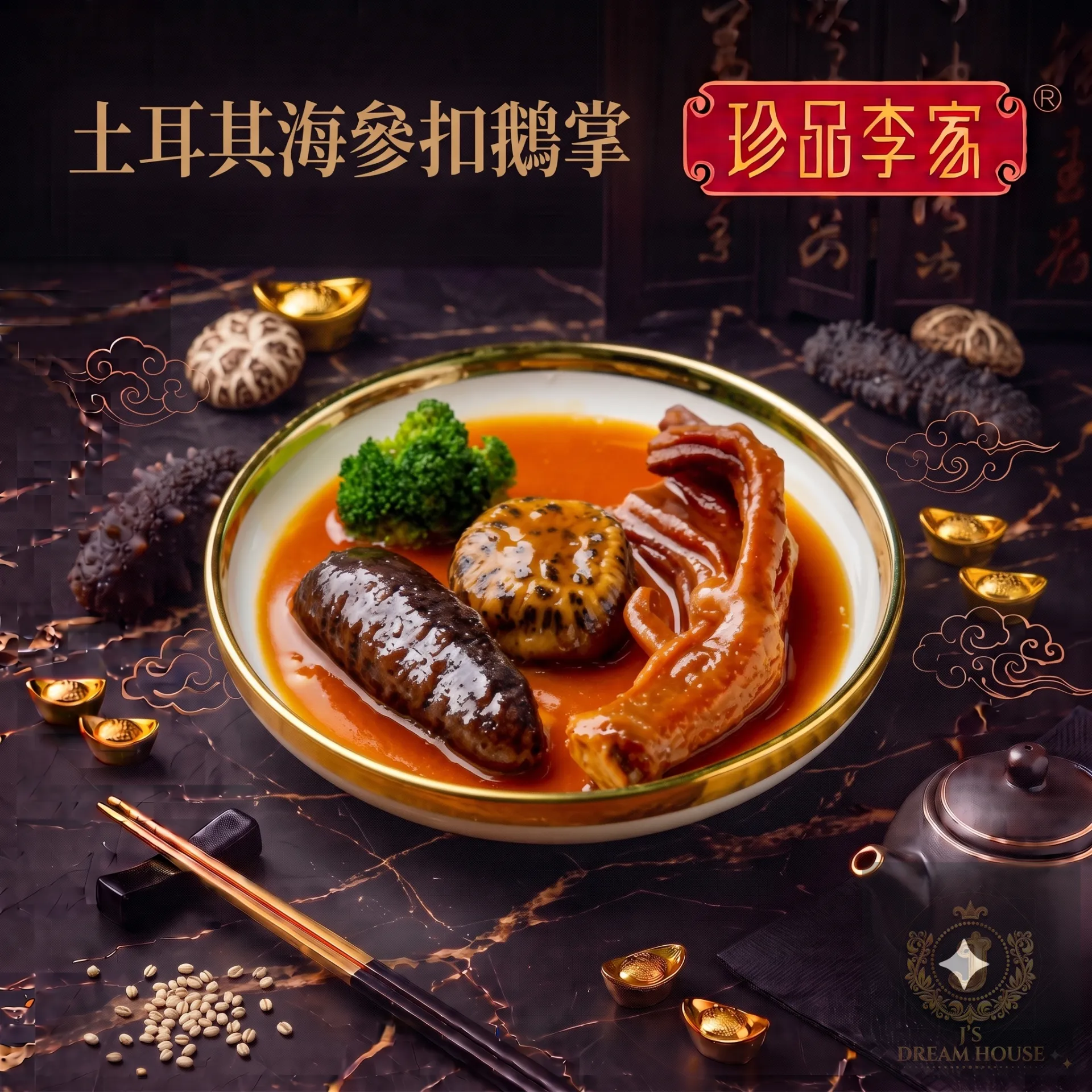 珍品李家 土耳其海參扣鵝掌